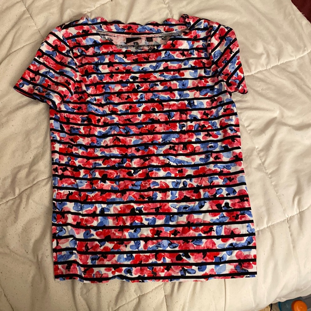 Rafaella pink blue floral design with black stripes